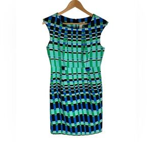 B7- Emma & Michele Blue and Green Mini Dress Women’s size 10